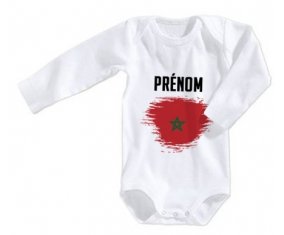 Body bébé Drapeau effet pinceau Maroc avec prénom taille 3/6 mois manches Longues