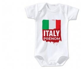 Body bébé Drapeau Italie avec prénom taille 3/6 mois manches Courtes