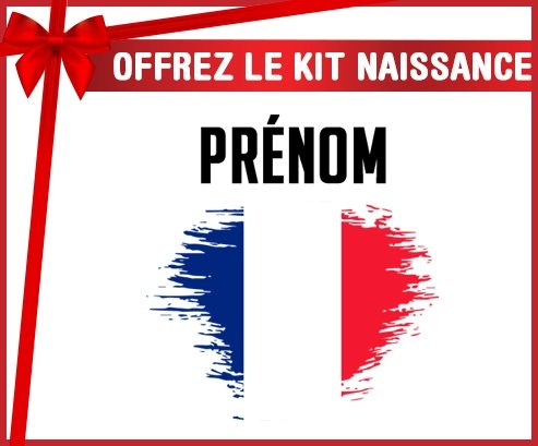 kit naissance bébé personnalisé Drapeau effet pinceau France avec prénom