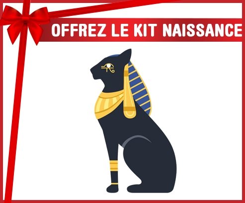 kit naissance bébé personnalisé Chat égyptien noir bastet déesse de l'egypte ancienne