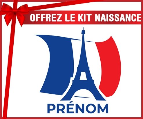 kit naissance bébé personnalisé Drapreau France + Tour Eiffel avec prénom