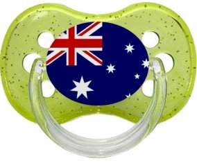 Drapeau Australie Sucette Cerise Vert à paillette