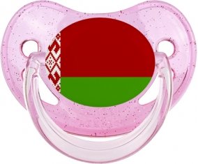 Drapeau Biélorussie Tétine Physiologique Rose à paillette