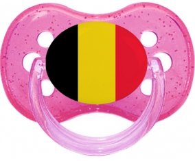 Drapeau Belgique Sucette Cerise Rose à paillette