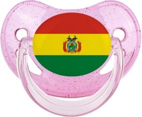 Drapeau Bolivie Sucette Physiologique Rose à paillette