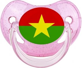 Drapeau Burkina Faso Sucette Physiologique Rose à paillette