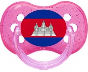 Drapeau Cambodge Sucette Cerise Rose à paillette