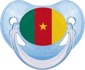 Drapeau Cameroun Sucette Physiologique Bleue à paillette