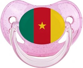 Drapeau Cameroun Sucette Physiologique Rose à paillette