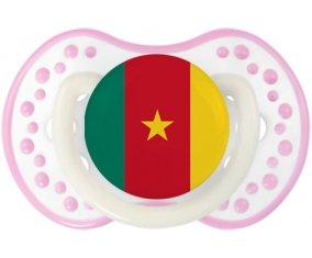 Drapeau Cameroun Sucette LOVI Dynamic Blanc-rose phosphorescente