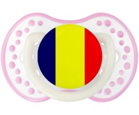 Drapeau Tchad Sucette LOVI Dynamic Blanc-rose phosphorescente