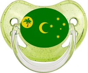 Drapeau Îles Cocos Sucette Physiologique Vert à paillette