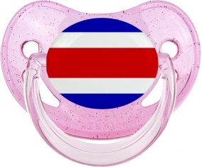 Drapeau Costa Rica Sucette Physiologique Rose à paillette