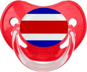 Drapeau Costa Rica Sucette Physiologique Rouge à paillette