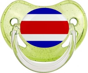 Drapeau Costa Rica Sucette Physiologique Vert à paillette