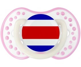 Drapeau Costa Rica Sucette LOVI Dynamic Blanc-rose phosphorescente