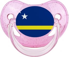 Drapeau Curacao Sucette Physiologique Rose à paillette