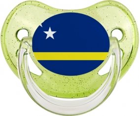 Drapeau Curacao Sucette Physiologique Vert à paillette