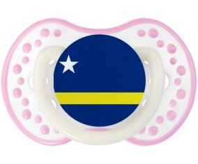 Drapeau Curacao Sucette LOVI Dynamic Blanc-rose phosphorescente