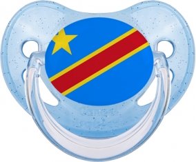 Drapeau République Démocratique du Congo Sucette Physiologique Bleue à paillette