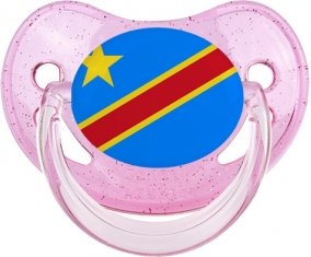 Drapeau République Démocratique du Congo Sucette Physiologique Rose à paillette