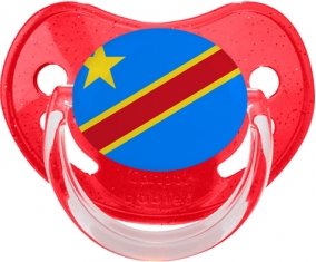 Drapeau République Démocratique du Congo Sucette Physiologique Rouge à paillette