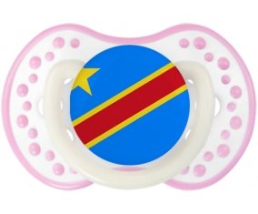 Drapeau République Démocratique du Congo Sucette LOVI Dynamic Blanc-rose phosphorescente