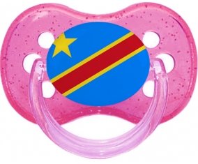 Drapeau République Démocratique du Congo Sucette Cerise Rose à paillette