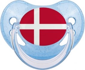 Drapeau Danemark Sucette Physiologique Bleue à paillette