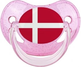 Drapeau Danemark Sucette Physiologique Rose à paillette