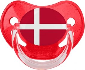 Drapeau Danemark Sucette Physiologique Rouge à paillette