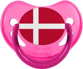 Drapeau Danemark Sucette Physiologique Rose phosphorescente