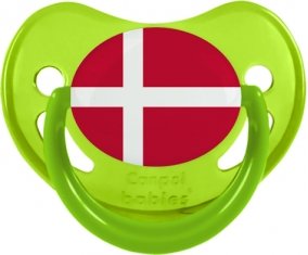 Drapeau Danemark Sucette Physiologique Vert phosphorescente