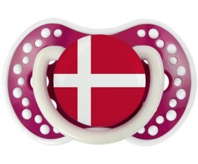 Drapeau Danemark Sucette LOVI Dynamic Fuchsia phosphorescente