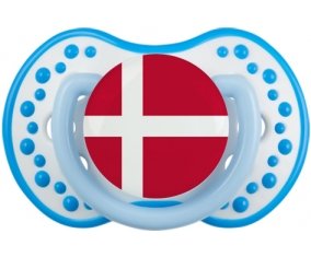 Drapeau Danemark Sucette LOVI Dynamic Blanc-bleu phosphorescente