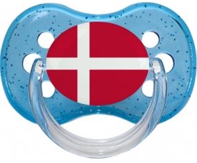 Drapeau Danemark Tétine Cerise Bleu à paillette