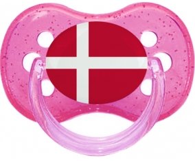 Drapeau Danemark Tétine Cerise Rose à paillette