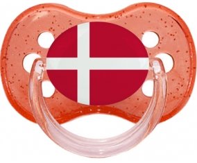 Drapeau Danemark Tétine Cerise Rouge à paillette