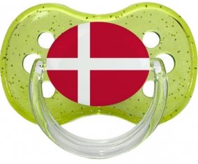 Drapeau Danemark Tétine Cerise Vert à paillette