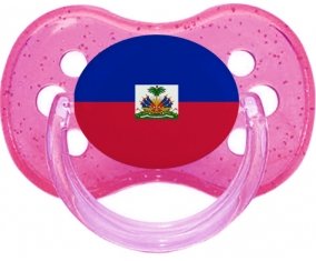 Drapeau Haïti Sucette Cerise Rose à paillette