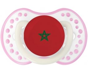 Drapeau Maroc Sucette LOVI Dynamic Blanc-rose phosphorescente