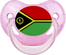 Drapeau Vanuatu Tétine Physiologique Rose à paillette