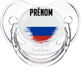 Drapeau effet pinceau Russie avec prénom Sucette Physiologique Transparent classique