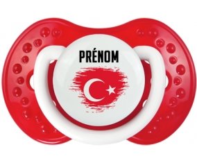 Drapeau effet pinceau Turquie avec prénom Sucette LOVI Dynamic Blanc-rouge classique