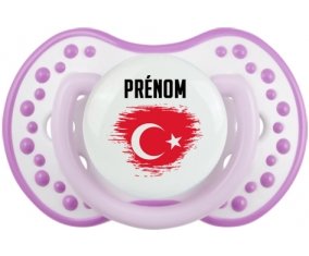 Drapeau effet pinceau Turquie avec prénom Sucette LOVI Dynamic Blanc-mauve classique