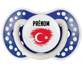 Drapeau effet pinceau Turquie avec prénom Sucette LOVI Dynamic Bleu-marine phosphorescente