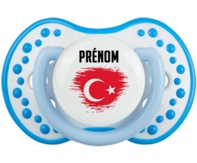 Drapeau effet pinceau Turquie avec prénom Sucette LOVI Dynamic Blanc-bleu phosphorescente