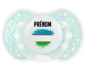 Drapeau effet pinceau Ouzbékistan avec prénom Tétine LOVI Dynamic Retro-turquoise-lagon classique