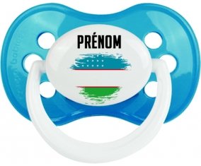 Drapeau effet pinceau Ouzbékistan avec prénom Sucette Anatomique Cyan classique