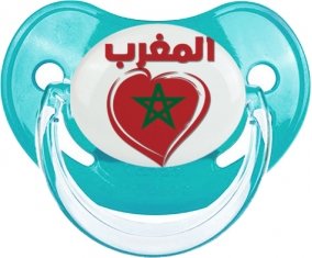 Maroc en arabe + cœur Tétine Physiologique Bleue classique